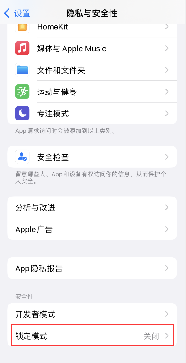 漯河苹果手机维修分享iOS 16 “锁定模式”是什么 