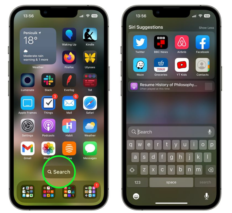 漯河苹果手机维修分享升级到 iOS 16 后，如何删除主屏幕上的搜索按钮 